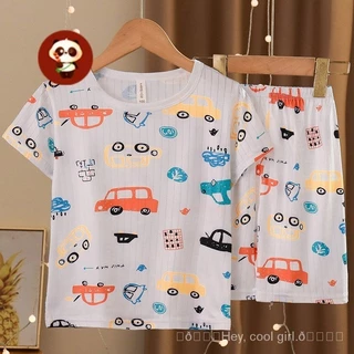 Bộ Đồ Ngủ Trẻ Em Mùa Hè Mỏng Ngắn Tay Quần Short Hoạt Hình Homewear Phù Hợp Với Bé Trai Bé Gái