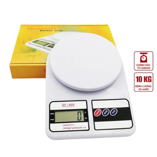 Cân điện tử nhà bếp SF - 400, cân tiểu ly mini định lượng 1g - 10kg làm bánh độ chính xác cao kèm 2 viên pin AA