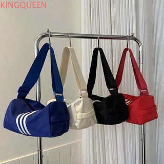 Túi đeo chéo sọc KINGQUEEN, Túi đeo vai thể thao đơn giản bằng Nylon Y2K, Túi lưu trữ Capcity lớn màu trơn cầm tay Ins Túi tin nhắn Du lịch