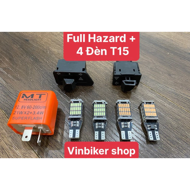 Combo Hazard Wave/Vision/Ab/ 4 Bóng T15 +Công tắc + Chớp Nhanh Xịn