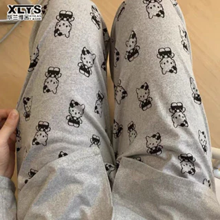 Xin LAN YA SHE Nữ Mới Hoạt Hình Dễ Thương Hello Kitty In Rời Thường Ngày Cao Cấp Quần Pyjama Thẳng