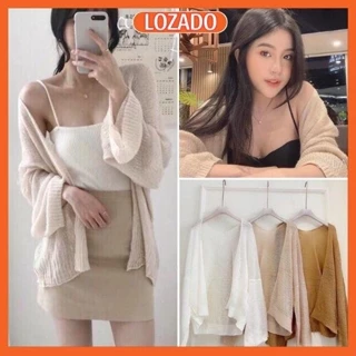 Áo khoác cardigan mỏng LOZADO áo khoác ngoài mặc đi biển mặc mùa thu đông phong cách Hàn Quốc A275