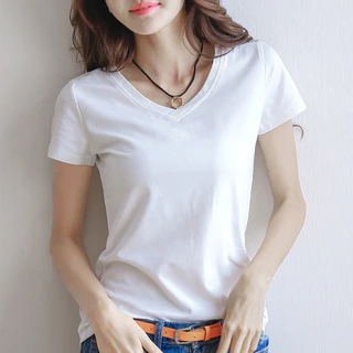 áo thun nữ ✨ Phiên Bản Hàn Quốc Áo Thun Nữ Tay Ngắn Mùa Hè Phong Cách Mới Slim-Fit Cotton Áo Thun Nữ Màu Cổ Tròn Top Hàn Quốc ✨ áo ngắn tay(NVZA151)