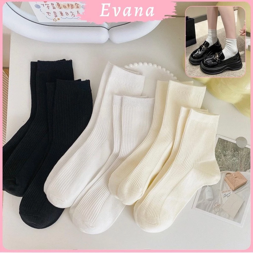 [T03] Combo 5 tất chân nam nữ Coco Không Xù, Tất nữ cổ cao phong cách đơn giản trẻ trung chất đẹp