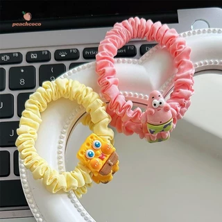 Phim hoạt hình Phụ kiện tóc dễ thương Sao biển màu hồng Scrunchie Spongebob Dây buộc tóc