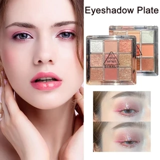 Trang điểm Bảng phấn mắt chín màu Pearlescent Matte Eyeshadow Palette Acrylic Trong suốt