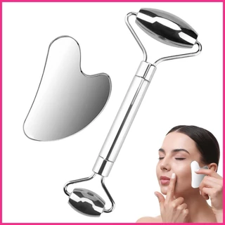 Gua Sha Dụng cụ mặt Con lăn mặt Guasha Đá mặt Con lăn Massage Gua Sha Dụng cụ làm săn chắc da bằng thép không gỉ buraivn