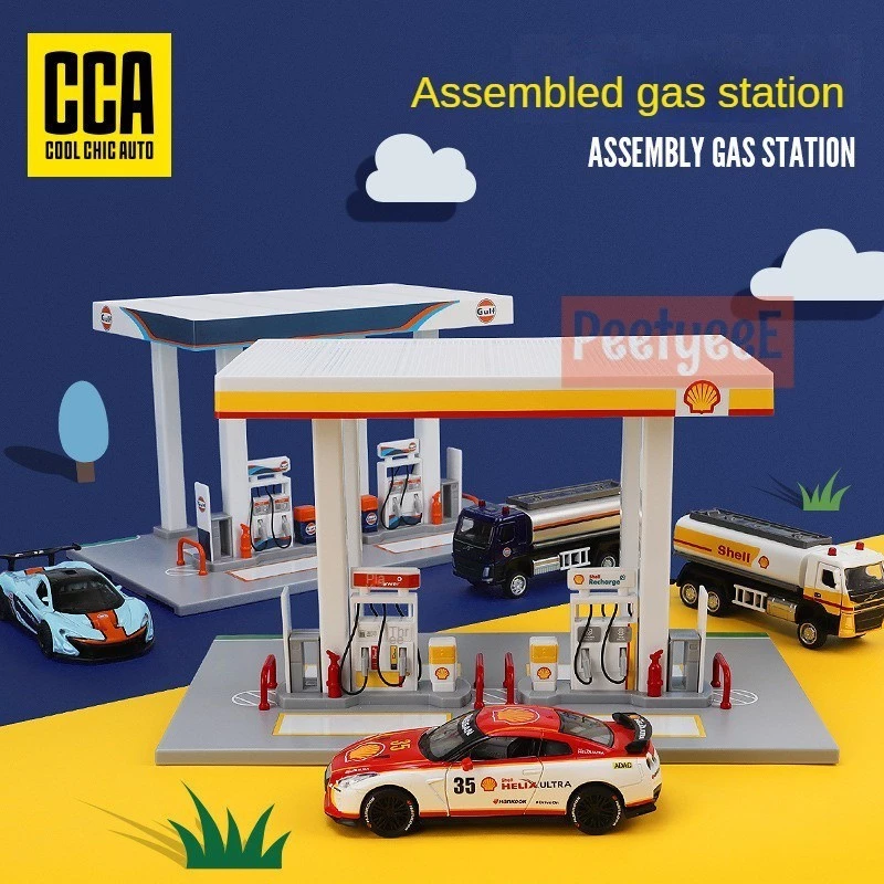 CCA 1/64 Shell Gulf Oil Station Scene model Mô Hình Xe Mô Phỏng Quy Mô Nhỏ Hợp Kim Xe Ô Tô Mô Hình Trẻ Em Bé Trai Bộ Sưu Tập Đồ Trang Trí Đồ Chơi Xe Ô Tô Quà Tặng#peetyeee