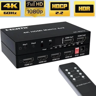 Hdmi 2.0 Matrix 4x2 2x2 2x4 4K 60Hz Bộ phân phối Video với bộ trích xuất âm thanh Bộ chia công tắc HDMI 3D HDR cho máy ảnh Xbox PS4 Ps5 Máy tính xách tay PC sang TV Màn hình máy chiếu