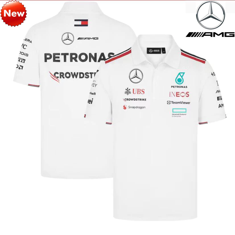 Bộ đồ đua F1 mới nhất 2024 + Áo Polo đội Mercedes AMG Petronas F1 2024 + Áo thun ngắn tay nam nữ mùa hè