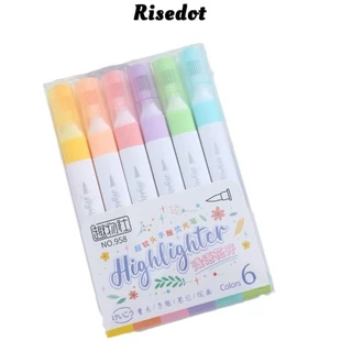 Risedot Bộ 6 Bút Highlighter, Vẽ Bút Huỳnh Quang Pastel Dễ Thương, Đầu Mềm Đồ Dùng Văn Phòng Phẩm Kawaii Bút Đánh Dấu Màu Học Sinh