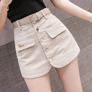 Eo Cao Giả Hai Mảnh Denim Ngắn Culottes Nữ Mùa Hè Phiên Bản Hàn Quốc Bên Ngoài Mặc Ôm Hơn Nhìn Quần Short Ngực Mông