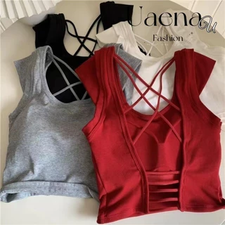 Uaenau Bay Tay Tank Top, Cổ Vuông Chắc Chắn Gợi Cảm Crop Top, Áo Cotton Thời Trang Áo Vest Backless Áo Vest Nữ