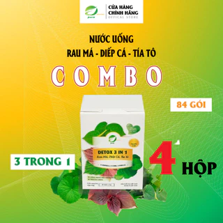 [COMBO 2 TẶNG 2] - DETOX 3 IN 1 - Bột Rau Má Diếp Cá Tía Tô Eherbal (4 hộp 84 gói)