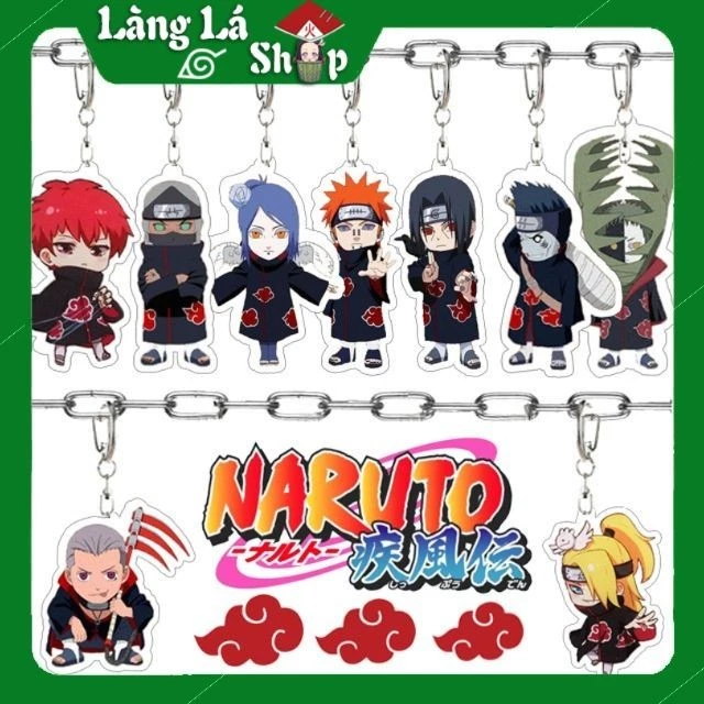 Móc khoá Mica dây xịn anime Naruto (Tổ chức Akatsuki) - Nhựa Cứng Acrylic In 2 mặt sắc nét ( ảnh thật )