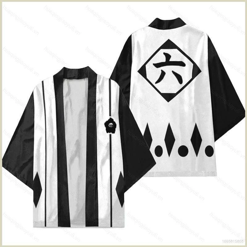 Bleach Kimono Haori Dài Tay Cosplay Byakuya Top Casual Anime Áo Khoác Ngoài Unisex Cardigan 3D In Hình