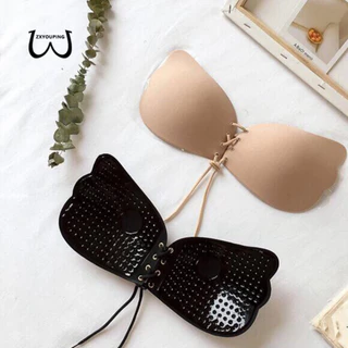 Zxyouping Áo ngực dính vô hình dây rút bằng silicon Push Up Strapless, Băng keo núm vú tự dính, Nắp núm vú Plus size A-D cốc đồ lót