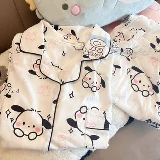 Mùa Xuân Thu Phong Cách Mới Giả Cotton Bộ Đồ Ngủ Nữ Dễ Thương Sinh Viên Hoạt Hình Chó Con Ngọt Ngào Influencer Bên Ngoài Mặc Loungewear