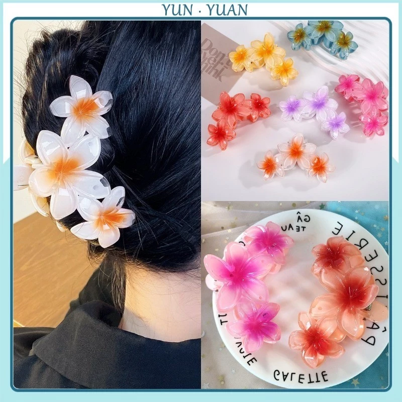 [Yunyuan] Ba Hoa Plumeria Kẹp Lớn Phụ Kiện Tóc Nữ Ba Bauhinia Hoa Dễ Thương Gradient Cá Mập Kẹp Tóc