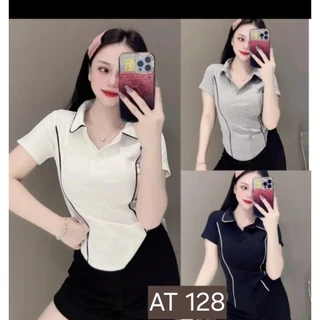 Áo thun polo nữ bigsize vải borip kiểu trơn viền MS AT128