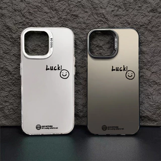 Mặt Cười LUCK Tối Giản Tương Thích Cho Iphone 13 12 11 14 15 Pro MAX Plus Ốp Lưng Cứng Silicon XS MAX 7 8 SE (2020) XR X Bảo Vệ Camera Chống Sốc