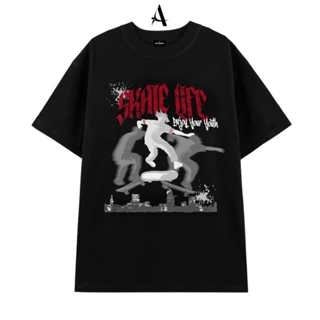 COD Áo thun Local Brand Unisex Armario form rộng tay lỡ 100% cotton Skatelife A021 /