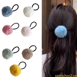 Dây buộc tóc PET Dây buộc tóc Pompoms Furry Scrunchies Công chúa tại Dây buộc lông lớn