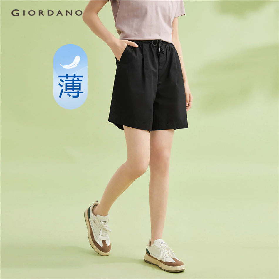 Quần short GIORDANO 13403328 cotton lưng thun thời trang dành cho nữ