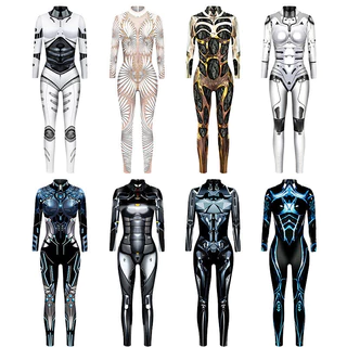 Máy Armor Mới In Kỹ Thuật Số 3D Slim-fit Dài Tay cos Jumpsuit