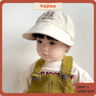 Mũ trẻ em YUJINX, Mũ che nắng bằng vải Cotton vành lớn, Mũ có đỉnh màu trơn có thể điều chỉnh cho bé mùa hè