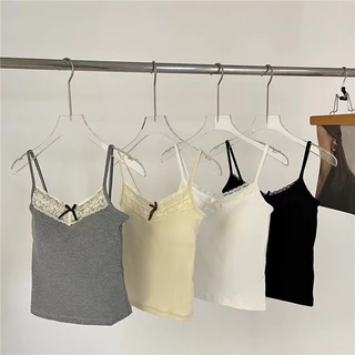 Mới Y2k Nữ Áo Không Tay Dễ Thương Tank Top Mùa Hè Crop Vest Áo Sơ Mi Nữ