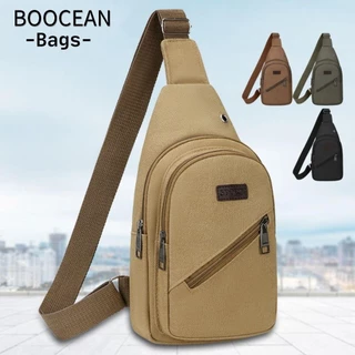 BOOCEAN Túi đeo ngực nam, Túi vải Canvas màu đen nâu xanh lá cây, Túi đeo chéo đa chức năng dung tích lớn Unisex