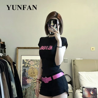 YUNFAN áo phông áo thun nữ croptop baby tee Korean Fashion Popular Dễ thương WCS2430MQP 12Z240322