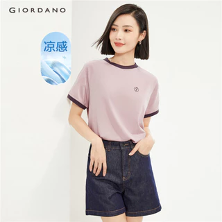 GIORDANO WOMEN Ice cooling embroidery crewneck short sleeve tee 05324414