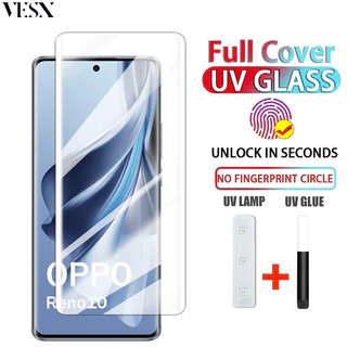 Kính cường lực toàn màn hình keo UV cho OPPO Reno 12 11 10 9 8T 6 5 Pro+ Pro Plus 4G 5G 2024