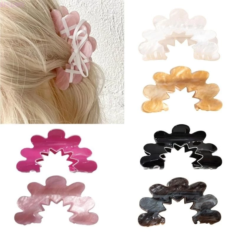 Kelln Ngọt Acrylic Vuốt Tóc Cho Tóc Dài Barrette Cua Hoa Kẹp Tóc Mũ