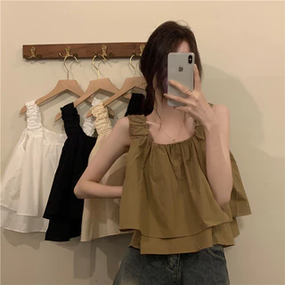 Ống Top Camisole Nữ Mùa Hè Bên Ngoài Mặc Rời Ôm Hơn Nhìn Sinh Viên Không Tay Áo Ngắn 1758