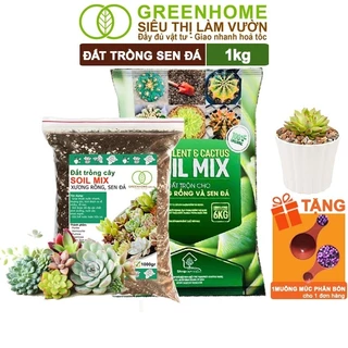 Đất Trồng Sen Đá Bao 1kg, Soil Mix, Trộn Sẵn, Tiện Lợi, Đầy Đủ Dinh Dưỡng, Thoát Nước Tốt, Cây Nhanh Lớn