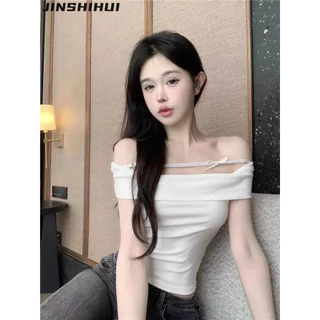 JINSHIHUI áo phông áo thun nữ croptop baby tee INS Hàn Phong Casual Đơn giản WTX2430EP8 12Z240319