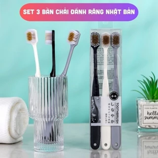 Set 3 Bàn Chải Đánh Răng Mềm Mại, Bàn Chải Vệ Sinh Răng Không Chảy Máu, Giảm Viêm Nướu, Bàn Chải Răng Nhật Bản - Harumi