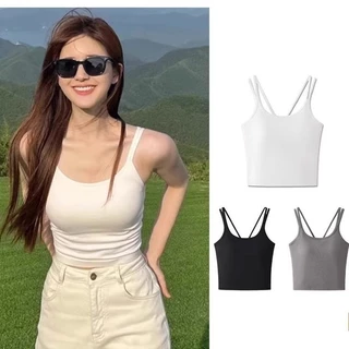 Cross Sling Áo Vest Lưng Đẹp Có Miếng Lót Ngực Chống chói Bên Ngoài Mặc Đáy Ống Top