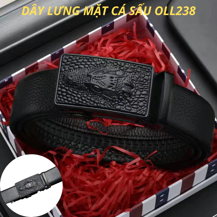 [Ảnh thật] Dây lưng nam khóa tự động mặt Cá Sấu,Dây lưng nam giá tốt phong cách trẻ trung lịch lãm OLL238