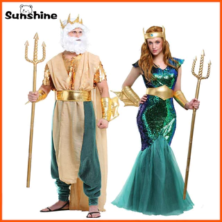 Carnival Poseidon Trang Phục Cho Nữ Biển Siren Nàng Tiên Cá Nữ Hoàng Đầm Người Lớn Nam Vua Cosplay Trang Phục Ai Cập Pharaoh Trang Phục