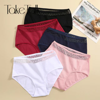 Take Talk Gợi Cảm Nữ Quần Cotton Nguyên Chất Quần Đùi Eo Cao Ren Hoa Mềm Mại Đồ Lót