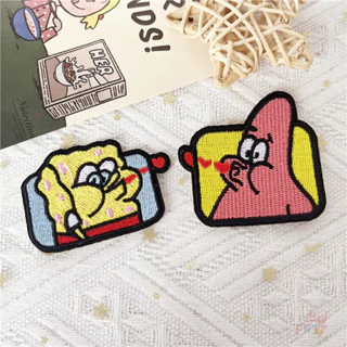 ✿ Q Cartoon - Miếng dán dán tự dính Spongebob & Patrick Star ✿ 1 Cái / 2 Cái DIY May Trên Sắt Trên Thêu Quần Áo Túi Phụ Kiện Huy Hiệu Miếng Dán