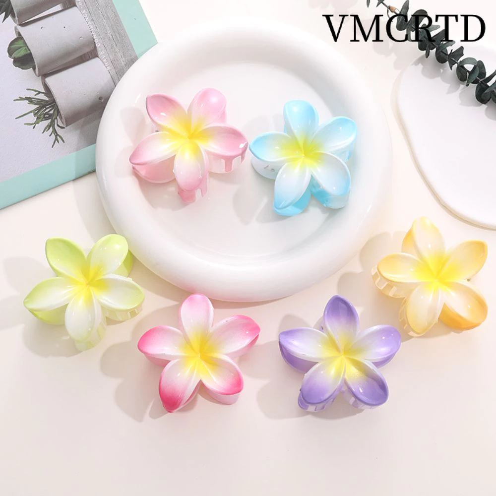 Vmcrtd Vuốt Tóc, Kẹp Cá Mập Plumeria Hình Hoa Kẹp Tóc, Kiểu Bohemian Dễ Thương Nhựa Kẹp Tóc Nữ