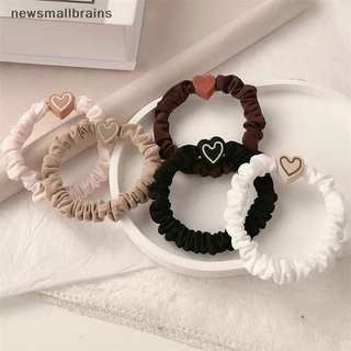 Newsmallbrains Dây Buộc Tóc Co Giãn Cho Bé Gái Trái Tim Đơn Giản Đuôi Ngựa Scrunchie Dây Cao Su Dây Buộc Tóc Phụ Kiện Tóc NSB