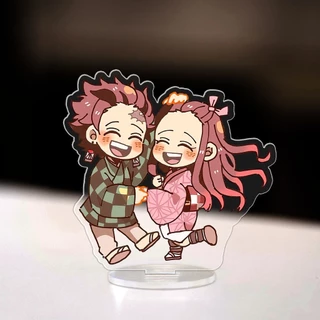 Mô hình đứng standee anime Kimetsu no Yaiba Tanjiro Nezuko chibi đáng yêu trang trí bàn học kệ truyện manga