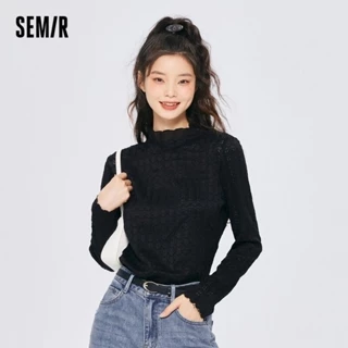 Semir Áo len nữ họa tiết sọc tay raglan thời trang màu đông cá tính