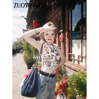 ZUOYINMO áo phông áo thun nữ croptop baby tee Fashion Trendy Popular INS WTX242042U 6Z240205